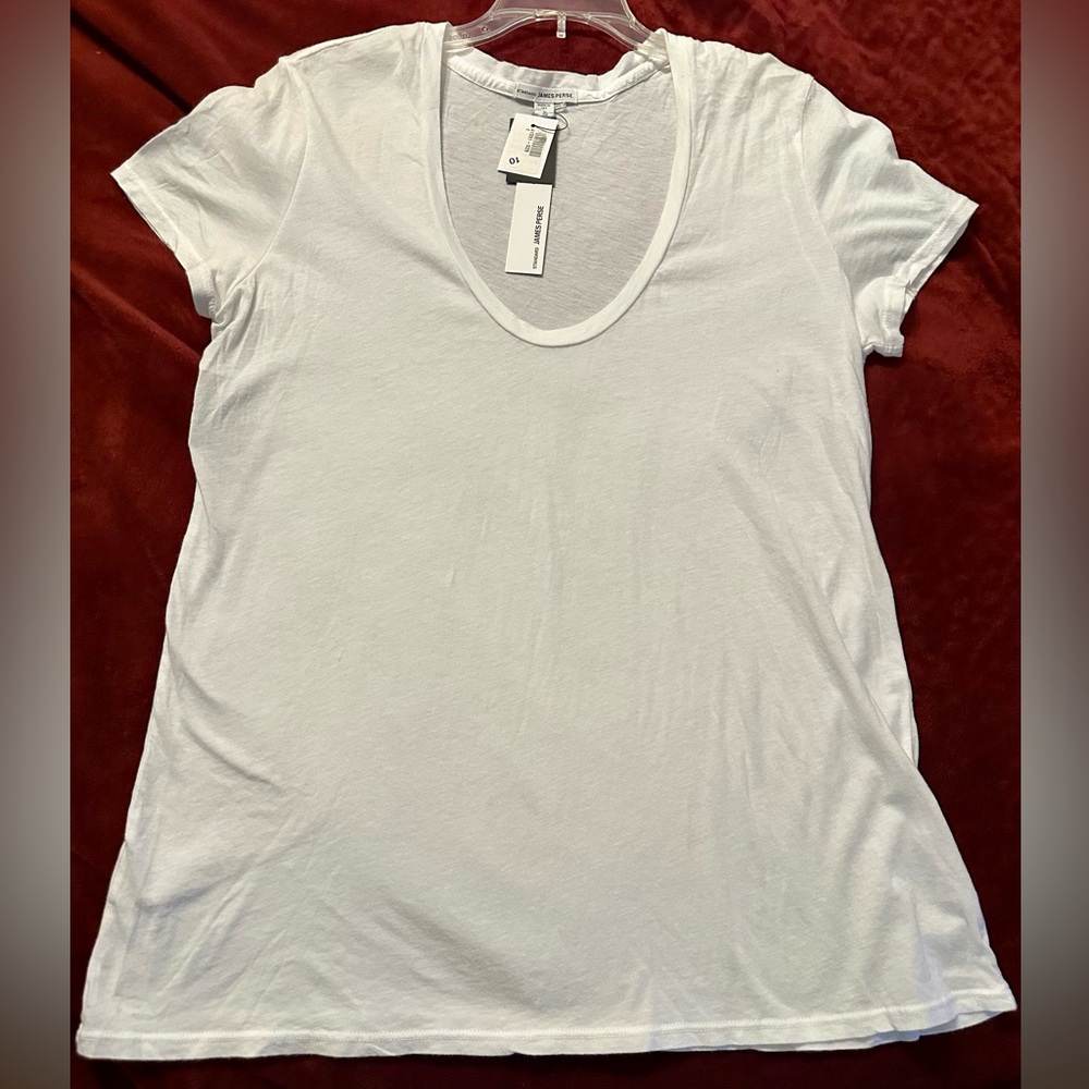 JAMES PERSE standard white short sleeve scoop neck tee. New With Tags